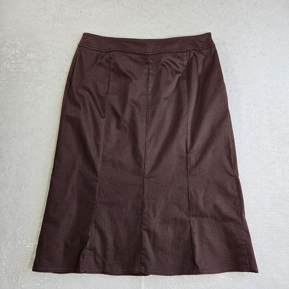 Marella Skirt Women Sz 4 Pencil Chocolate Brown Midi Cotton Made in Italy Career